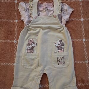 Disney Kids Overalls in Cream and Pink